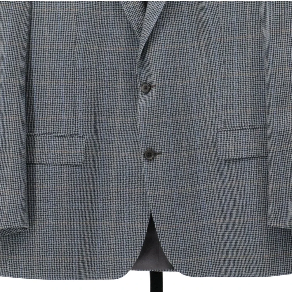 Ralph Lauren Silk Wool Houndstooth Blazer Sport Coat Gray 46R